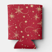 Rote und goldene Schneeflocken Weihnachtsmuster Dosenkühler (Rückseite)