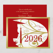 Rote und goldene Silhouette 2026 Karte (Vorne/Hinten)