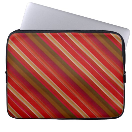 Rote und goldene Streifen Laptopschutzhülle (Vorderseite)