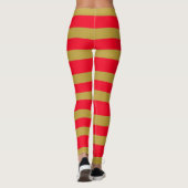 Rote und goldene Streifen Leggings (Rückseite)