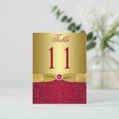 Rote und goldene Tischnummer Postkarte (Stehend Vorderseite)