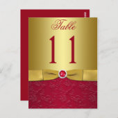 Rote und goldene Tischnummer Postkarte (Vorne/Hinten)