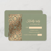 Rote und goldene UAWG mit eleganten Erdtönen RSVP Karte (Vorne/Hinten)