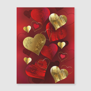 Rote und goldene Valentinskarten Magnetkarte