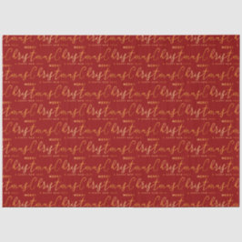 Rote und goldene Weihnachts-Wortkunst Seidenpapier