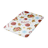 Rote und goldene Weihnachtsbällchen, Weihnachtsbäl Badematte (Schrägansicht)