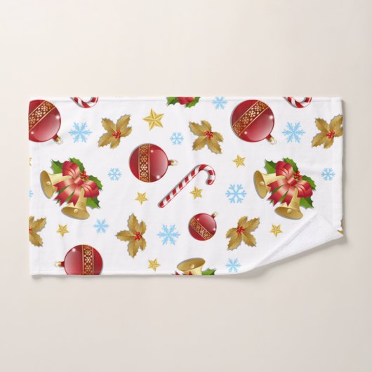 Rote und goldene Weihnachtsbällchen, Weihnachtsbäl Badhandtuch Set (Handtuch)