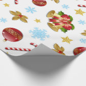 Rote und goldene Weihnachtsbällchen, Weihnachtsbäl Geschenkpapier (Ecke)