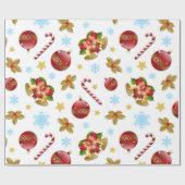 Rote und goldene Weihnachtsbällchen, Weihnachtsbäl Geschenkpapier (Flach)