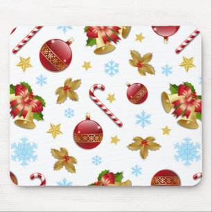 Rote und goldene Weihnachtsbällchen, Weihnachtsbäl Mousepad