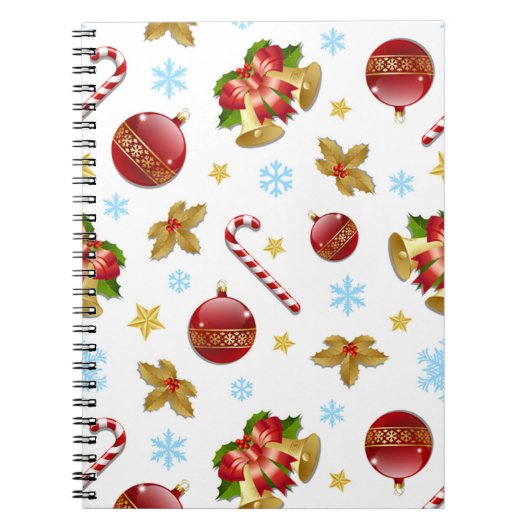 Rote und goldene Weihnachtsbällchen, Weihnachtsbäl Notizblock (Vorderseite)