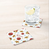 Rote und goldene Weihnachtsbällchen, Weihnachtsbäl Rechteckiger Pappuntersetzer (Vor Ort)