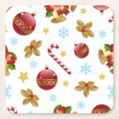 Rote und goldene Weihnachtsbällchen, Weihnachtsbäl Rechteckiger Pappuntersetzer (Vorderseite)