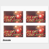 Rote und goldene Weihnachtsbälle Frohe Weihnachten Rechteckiger Aufkleber (Blatt)