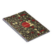 Rote und goldene Weihnachtsbaum Schneeflocken und  Notizblock (Rechte Seite)