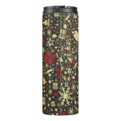 Rote und goldene Weihnachtsbaum Schneeflocken und Thermosbecher (Rückseite)