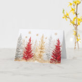 Rote und goldene Weihnachtsbäume mit Schneeflocken Karte (Gelbe Blume)