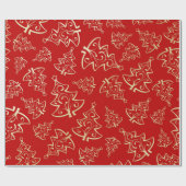 Rote und goldene Weihnachtsbäume Umschlagpapier Geschenkpapier (Flach)