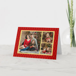 Rote und goldene Weihnachtsbaumkarten Karte