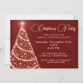 Rote und goldene Weihnachtsbaumschmuck Party Einladung (Vorderseite)