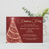 Rote und goldene Weihnachtsbaumschmuck Party Einladung (Stehend Vorderseite)