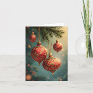 Rote und goldene Weihnachtsdekorationen Feiertagskarte