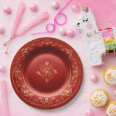 Rote und goldene Weihnachtsfeier Pappteller (Party)