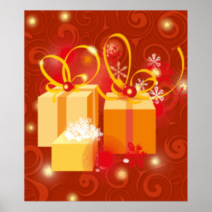Rote und goldene Weihnachtsgeschenke Poster