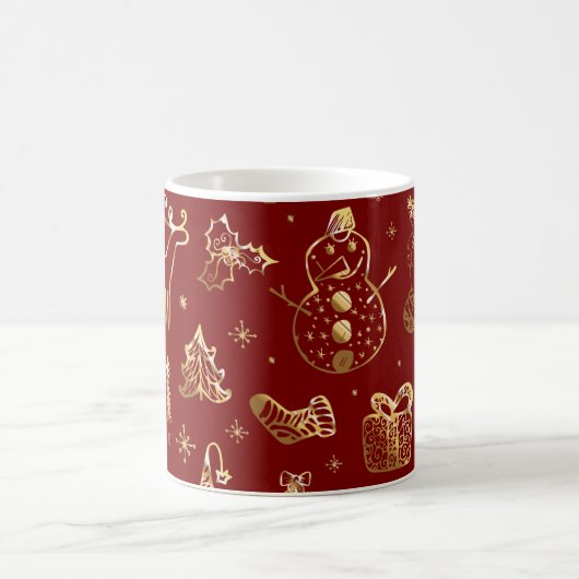 Rote und goldene Weihnachtskaffee-Tasse Kaffeetasse (Mittel)