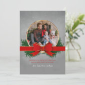 Rote und goldene Weihnachtskarte Feiertagskarte (Stehend Vorderseite)