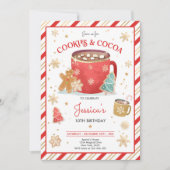 Rote und goldene Weihnachtskekse und Kakao Geburts Einladung (Vorderseite)