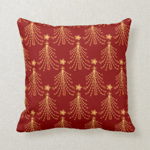 Rote und goldene Weihnachtsleuchten Elegantes Must Kissen