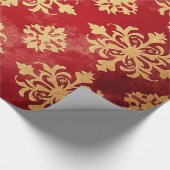 Rote und goldene Weihnachtsmuster Geschenkpapier (Ecke)