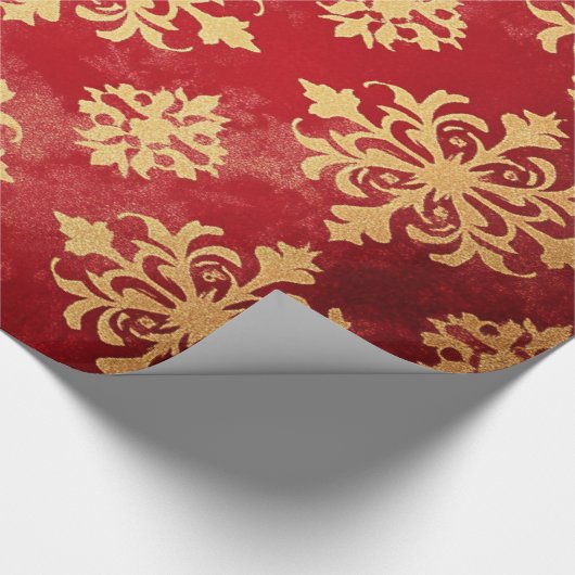Rote und goldene Weihnachtsmuster Geschenkpapier (Ecke)