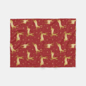 Rote und goldene Weihnachtsrinder Fleecedecke (Vorderseite (Horizontal))