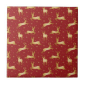Rote und goldene Weihnachtsrinder Fliese (Vorderseite)