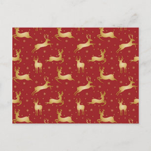 Rote und goldene Weihnachtsrinder Postkarte