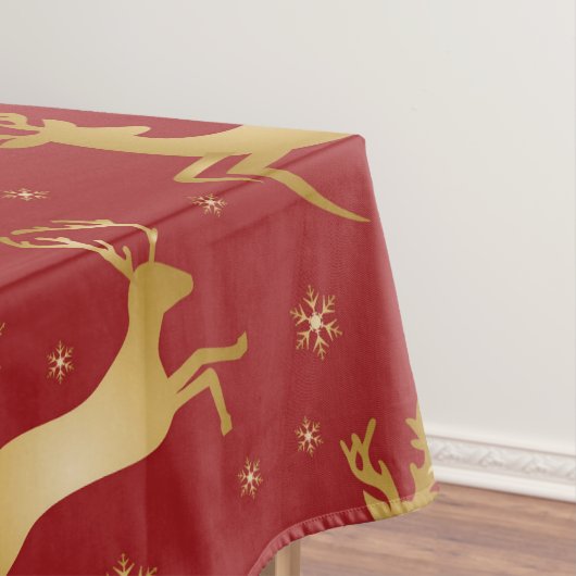 Rote und goldene Weihnachtsrinder Tischdecke (Beispiel)