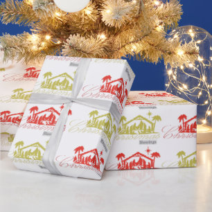 Rote und goldene Weihnachtssegensbotschaft der Geb Geschenkpapier