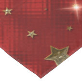 Rote und goldene Weihnachtsstars aus Metall - Imit Tischdecke (Schrägansicht)