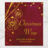 Rote und goldene Weihnachtsweine Weinetikett (Einzelnes Label)