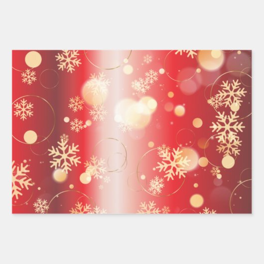 Rote und goldene Weihnachtswunder Geschenkpapier Set (Vorderseite)