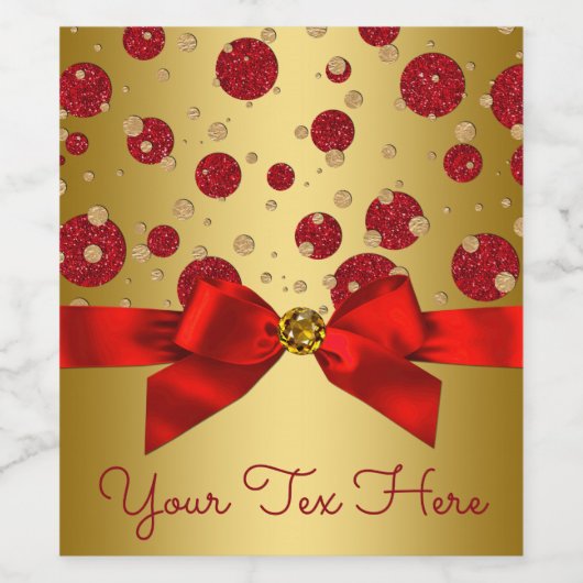 Rote und goldene Weinflaschen Weinetikett (Einzelnes Label)