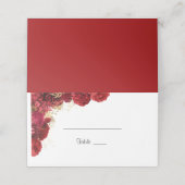 Rote und goldfarbene Hochzeitsgäste Platzkarte (Außenseite Aufgefaltet)