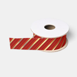 Rote und goldfarbene Streifen | Christmas Ripsband