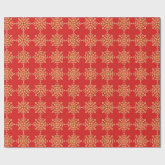 Rote und goldfarbene verzierte Brokatquadrate Geschenkpapier (Flach)