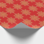 Rote und goldfarbene verzierte Brokatquadrate Geschenkpapier (Ecke)