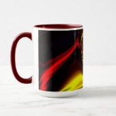 Rote und goldgelbe Linien auf dunklem Hintergrund Tasse (Links)