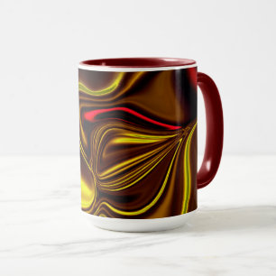 Rote und goldgelbe Linien auf dunklem Hintergrund Tasse