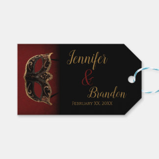 Rote und Goldmasquerade-Gastgeschenk Hochzeit Geschenkanhänger